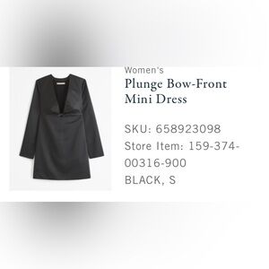 Black satin mini dress from Abercrombie. Bow detail is perfect for the holidays.